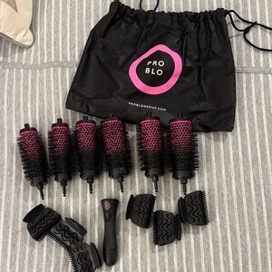 Professional Pink & Black Round Hair Brush Set